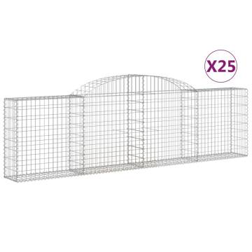 Arched Gabion Baskets - 25 pcs Galvanised Iron Garden Barriers