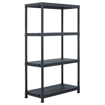 Black Storage Shelf Rack 200 kg | 80x40x138 cm | Durable Plastic