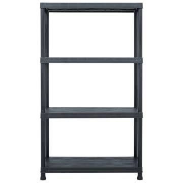 Black Storage Shelf Rack 200 kg | 80x40x138 cm | Durable Plastic