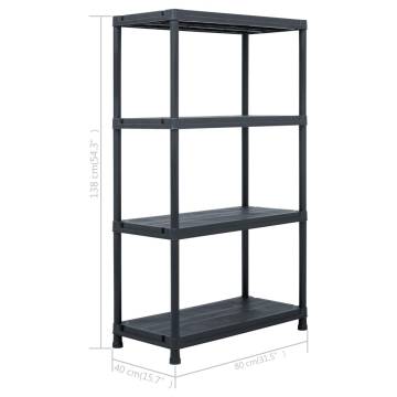 Black Storage Shelf Rack 200 kg | 80x40x138 cm | Durable Plastic