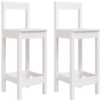 Buy White Bar Stools - 2 pcs Solid Pine - 40x41.5x112 cm