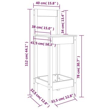 Buy White Bar Stools - 2 pcs Solid Pine - 40x41.5x112 cm