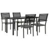 5 Piece Garden Dining Set - Black Steel & Textilene | HipoMarket