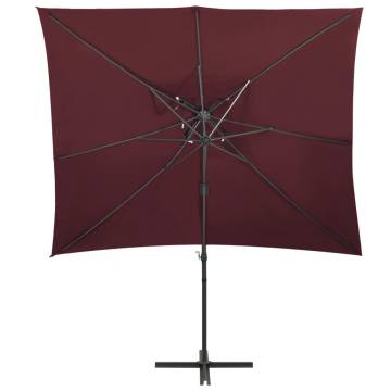 Cantilever Umbrella with Double Top Bordeaux Red 250x250 cm