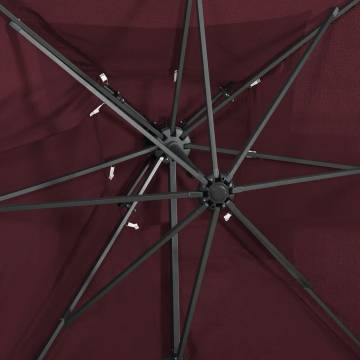 Cantilever Umbrella with Double Top Bordeaux Red 250x250 cm