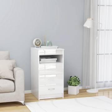 Stylish High Gloss White Drawer Cabinet - 40x50x76 cm