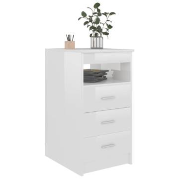 Stylish High Gloss White Drawer Cabinet - 40x50x76 cm