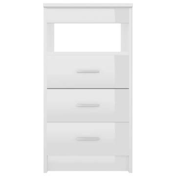 Stylish High Gloss White Drawer Cabinet - 40x50x76 cm