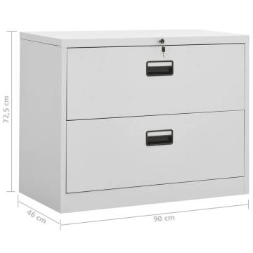 Light Grey Filing Cabinet - Durable Steel Storage 90x46x72.5 cm