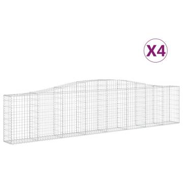 Arched Gabion Baskets - 4 pcs Galvanised Iron Garden Barriers