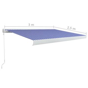 Manual Cassette Awning 300x250 cm - Blue and White