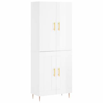 Stylish Highboard High Gloss White | 69.5x34x180 cm