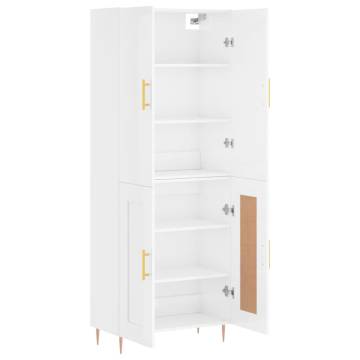 Stylish Highboard High Gloss White | 69.5x34x180 cm