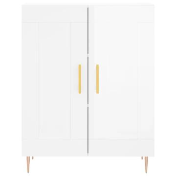 Stylish Highboard High Gloss White | 69.5x34x180 cm