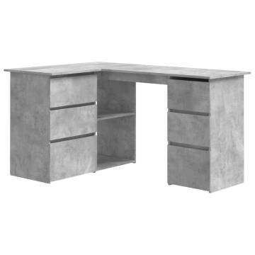 Corner Desk Concrete Grey - Stylish & Functional Workspace