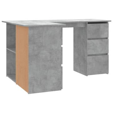 Corner Desk Concrete Grey - Stylish & Functional Workspace