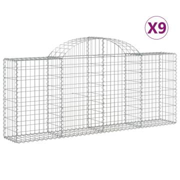 Arched Gabion Baskets 9 pcs | Galvanised Iron Garden Barriers