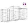 Arched Gabion Baskets 9 pcs | Galvanised Iron Garden Barriers