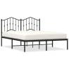 Robust Black Metal Bed Frame with Headboard - 135x190 cm Double