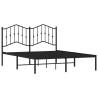 Robust Black Metal Bed Frame with Headboard - 135x190 cm Double