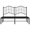 Robust Black Metal Bed Frame with Headboard - 135x190 cm Double