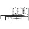 Robust Black Metal Bed Frame with Headboard - 135x190 cm Double