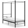 Canopy Bed Frame Black Metal 90x200 cm Colour black Size 90 x 200 cm 