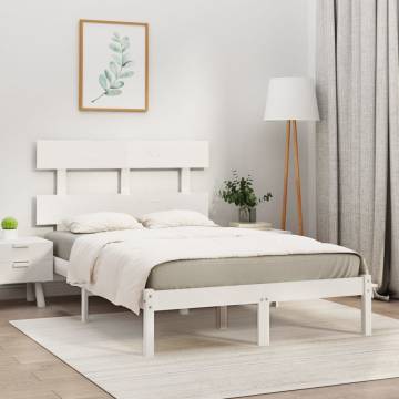 White Solid Wood Bed Frame 120x190 cm Small Double