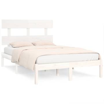 White Solid Wood Bed Frame 120x190 cm Small Double