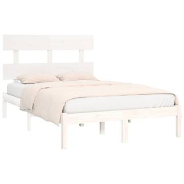 White Solid Wood Bed Frame 120x190 cm Small Double