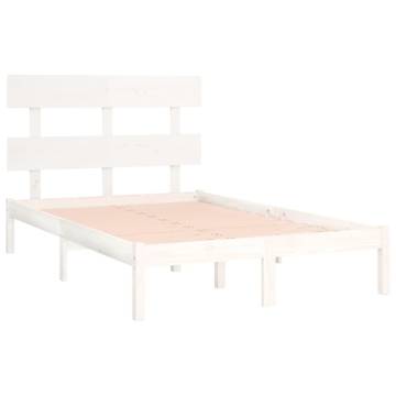 White Solid Wood Bed Frame 120x190 cm Small Double