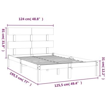 White Solid Wood Bed Frame 120x190 cm Small Double