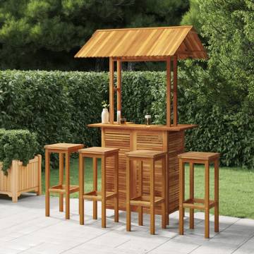 5 Piece Garden Bar Set - Elegant Solid Wood Acacia