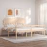 Bed Frame with Headboard Super King Size Solid Wood Colour natural Size 180 x 200 cm 