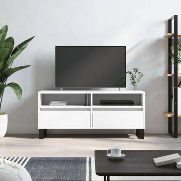 Stylish White TV Cabinet - 100x34.5 cm Engineered Wood