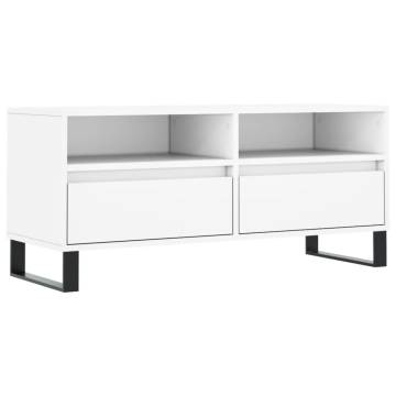 Stylish White TV Cabinet - 100x34.5 cm Engineered Wood