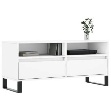 Stylish White TV Cabinet - 100x34.5 cm Engineered Wood