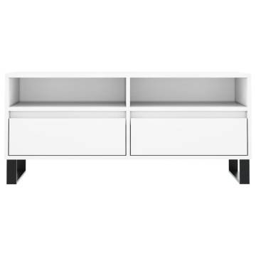 Stylish White TV Cabinet - 100x34.5 cm Engineered Wood