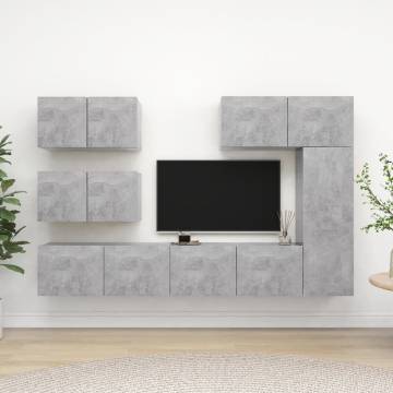 6 Piece Concrete Grey TV Cabinet Set | Stylish Storage Solution