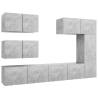 6 Piece Concrete Grey TV Cabinet Set | Stylish Storage Solution