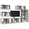 6 Piece Concrete Grey TV Cabinet Set | Stylish Storage Solution