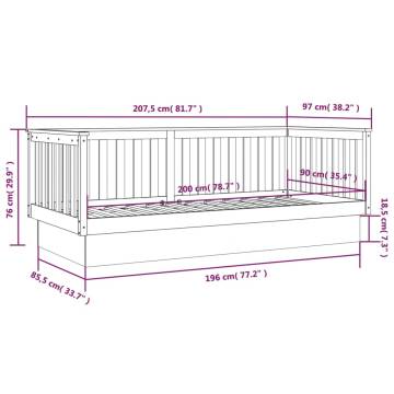 Day Bed Black 90x200 cm | Solid Pine Wood | Hipomarket UK