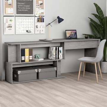 Corner Desk Concrete Grey - Modern Engineered Wood Design