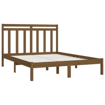 Honey Brown Solid Wood Bed Frame 120x190 cm - Classic Design