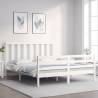 Bed Frame with Headboard White King Size Solid Wood Colour white Size 150 x 200 cm 