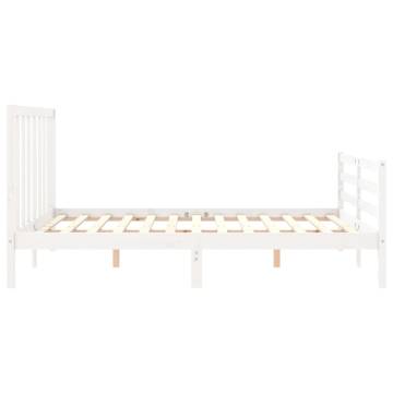 White King Size Bed Frame with Headboard - Solid Pine Wood