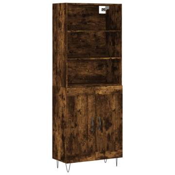 Elegant Smoked Oak Highboard | 69.5x34x180 cm | HipoMarket