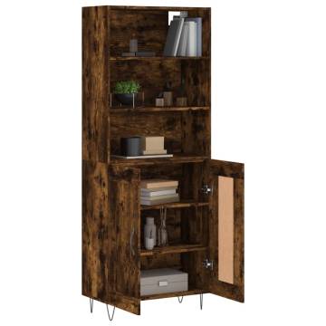 Elegant Smoked Oak Highboard | 69.5x34x180 cm | HipoMarket