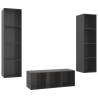 3 Piece High Gloss Grey TV Cabinet Set - Stylish Storage Solution