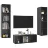 3 Piece High Gloss Grey TV Cabinet Set - Stylish Storage Solution